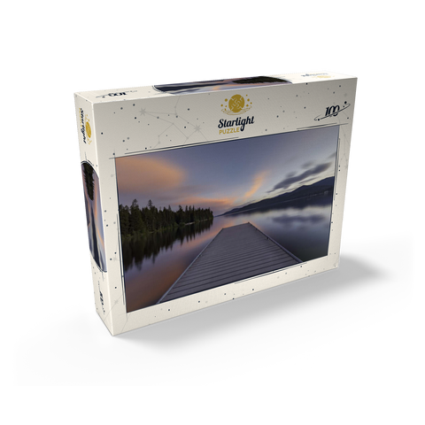 Montana Lake Dock at Dusk - Serene Forest Reflections 100 Jigsaw Puzzle box view2