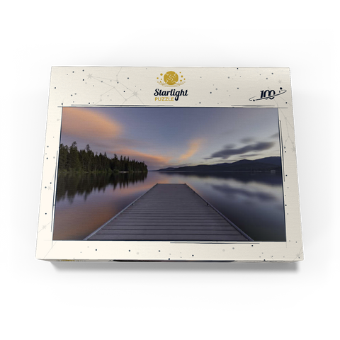 Montana Lake Dock at Dusk - Serene Forest Reflections 100 Jigsaw Puzzle box view3