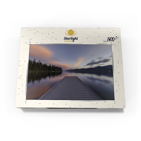Montana Lake Dock at Dusk - Serene Forest Reflections 500 Jigsaw Puzzle box view3