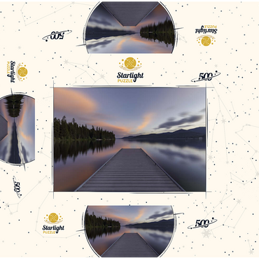 Montana Lake Dock at Dusk - Serene Forest Reflections 500 Jigsaw Puzzle box 3D Modell