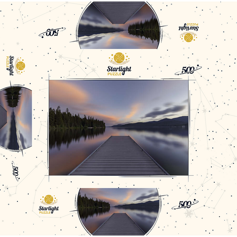Montana Lake Dock at Dusk - Serene Forest Reflections 500 Jigsaw Puzzle box 3D Modell