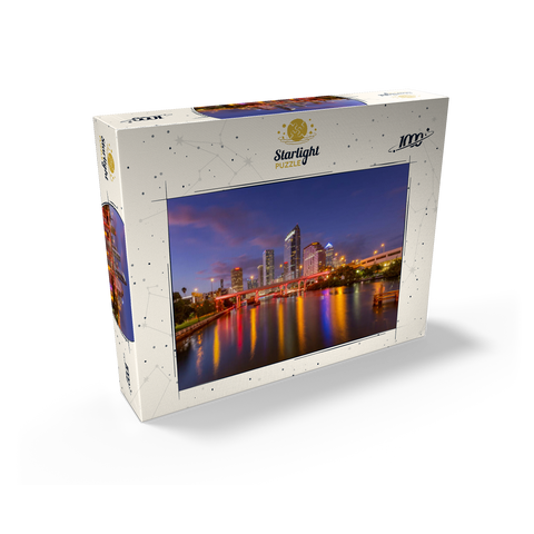 Tampa Skyline - Night Reflections on Hillsborough River 1000 Jigsaw Puzzle box view2
