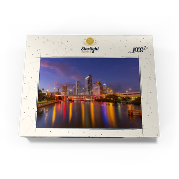 Tampa Skyline - Night Reflections on Hillsborough River 1000 Jigsaw Puzzle box view3