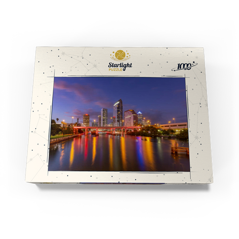 Tampa Skyline - Night Reflections on Hillsborough River 1000 Jigsaw Puzzle box view3
