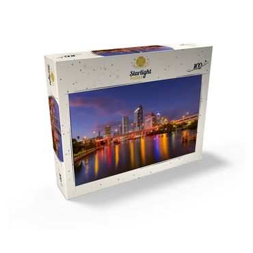 Tampa Skyline - Night Reflections on Hillsborough River 100 Jigsaw Puzzle box view2