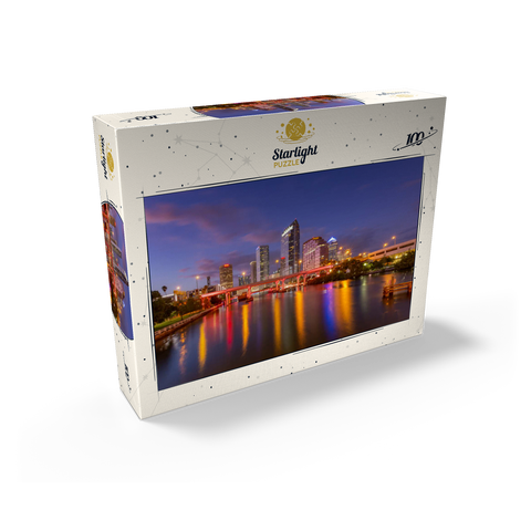 Tampa Skyline - Night Reflections on Hillsborough River 100 Jigsaw Puzzle box view2