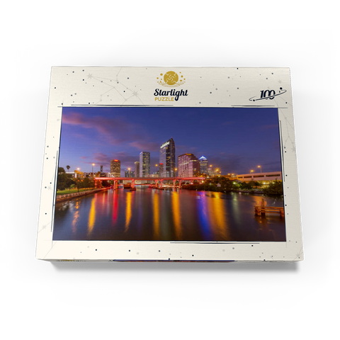 Tampa Skyline - Night Reflections on Hillsborough River 100 Jigsaw Puzzle box view3