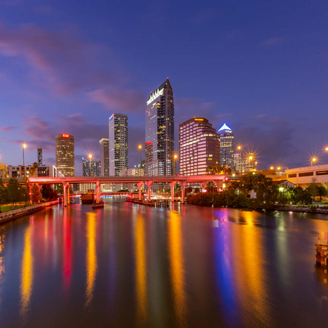 Tampa Skyline - Night Reflections on Hillsborough River 100 Jigsaw Puzzle 3D Modell
