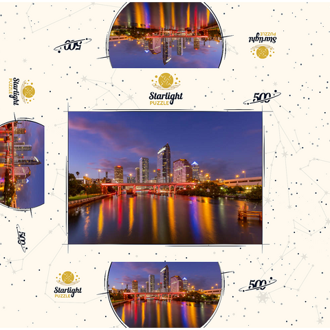 Tampa Skyline - Night Reflections on Hillsborough River 500 Jigsaw Puzzle box 3D Modell