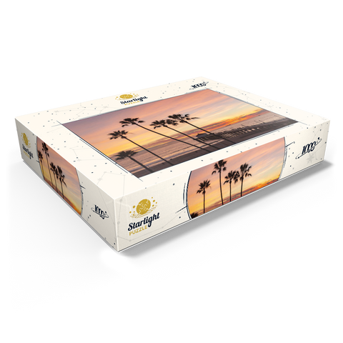 Manhattan Beach Pier - Sunset with Silhouetted Palms 1000 Jigsaw Puzzle box view1
