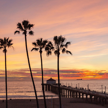 Manhattan Beach Pier - Sunset with Silhouetted Palms 1000 Jigsaw Puzzle 3D Modell