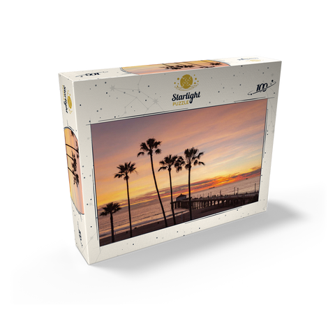 Manhattan Beach Pier - Sunset with Silhouetted Palms 100 Jigsaw Puzzle box view2
