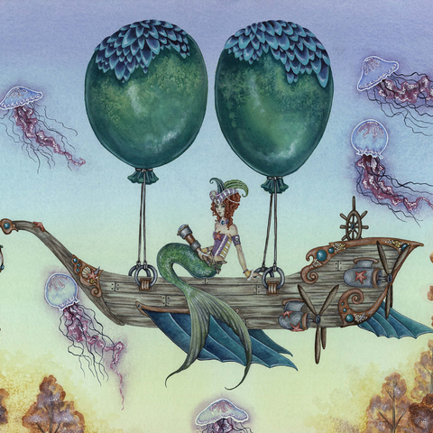 Dreaming On Aquamarine Tides Mermaid - Amy Brown 1000 Jigsaw Puzzle 3D Modell