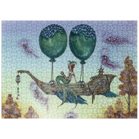 puzzleplate Dreaming On Aquamarine Tides Mermaid - Amy Brown 500 Jigsaw Puzzle