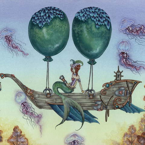 Dreaming On Aquamarine Tides Mermaid - Amy Brown 500 Jigsaw Puzzle 3D Modell