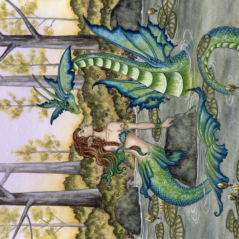 Lazy Afternoon Mermaid - Amy Brown 500 Jigsaw Puzzle 3D Modell