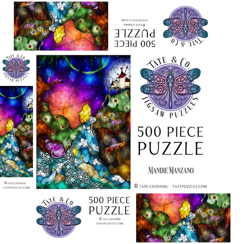 Off to Wonderland Stained Glass 500 Jigsaw Puzzle box 3D Modell
