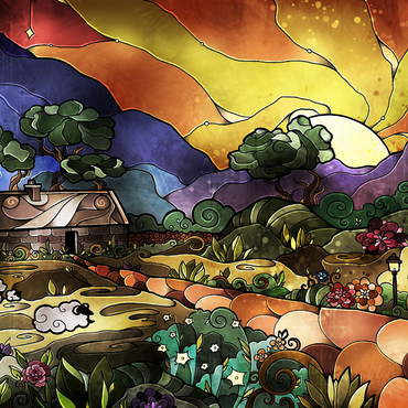 The Shepherds Cottage Stained Glass 1000 Jigsaw Puzzle 3D Modell