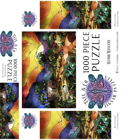 The Shepherds Cottage Stained Glass 1000 Jigsaw Puzzle box 3D Modell