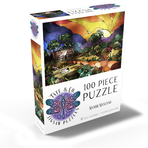 The Shepherds Cottage Stained Glass - Mandie Manzano 100 Jigsaw Puzzle box view2
