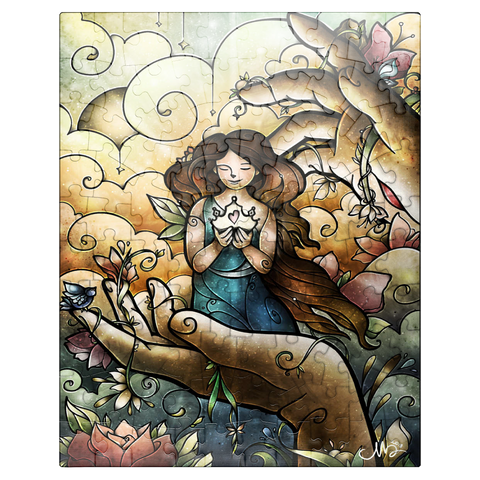 puzzleplate Who You Say I Am Stained Glass - Mandie Manzano 100 Jigsaw Puzzle