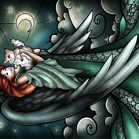 All Cats Do Go to Heaven Stained Glass - Mandie Manzano 100 Jigsaw Puzzle 3D Modell