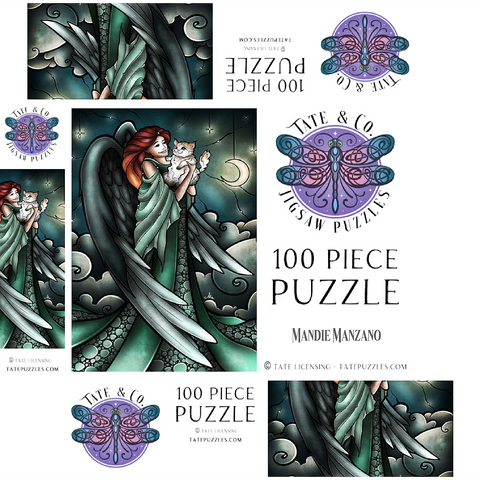 All Cats Do Go to Heaven Stained Glass - Mandie Manzano 100 Jigsaw Puzzle box 3D Modell