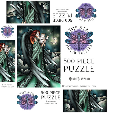 All Cats Do Go to Heaven Stained Glass 500 Jigsaw Puzzle box 3D Modell