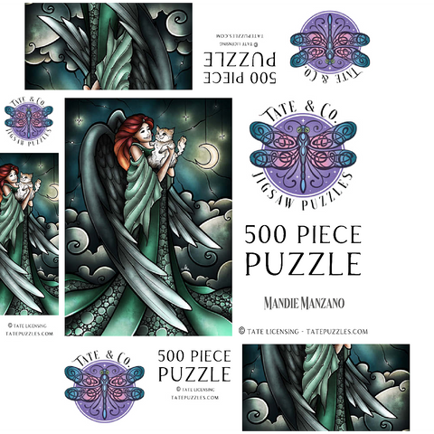 All Cats Do Go to Heaven Stained Glass 500 Jigsaw Puzzle box 3D Modell