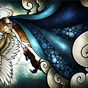 All Dogs Do Go To Heaven Stained Glass 1000 Jigsaw Puzzle 3D Modell