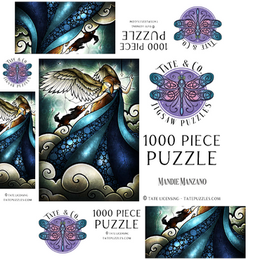 All Dogs Do Go To Heaven Stained Glass 1000 Jigsaw Puzzle box 3D Modell