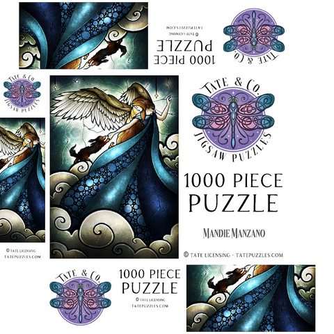 All Dogs Do Go To Heaven Stained Glass 1000 Jigsaw Puzzle box 3D Modell