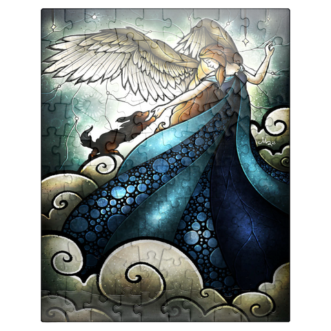 puzzleplate All Dogs Do Go To Heaven Stained Glass - Mandie Manzano 100 Jigsaw Puzzle