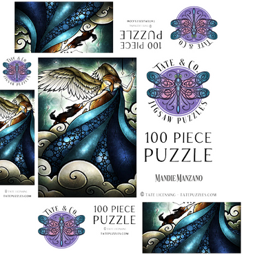 All Dogs Do Go To Heaven Stained Glass - Mandie Manzano 100 Jigsaw Puzzle box 3D Modell