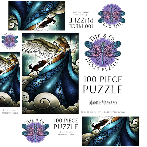 All Dogs Do Go To Heaven Stained Glass - Mandie Manzano 100 Jigsaw Puzzle box 3D Modell