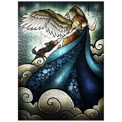 puzzleplate All Dogs Do Go To Heaven Stained Glass 500 Jigsaw Puzzle