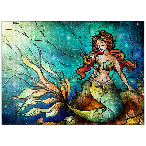 puzzleplate The Serene Siren Stained Glass 1000 Jigsaw Puzzle