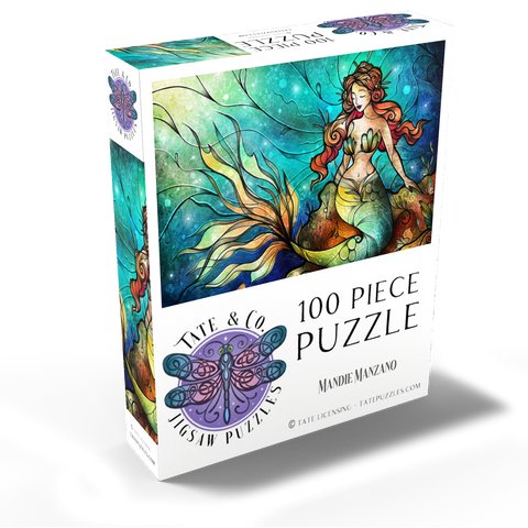 The Serene Siren Stained Glass - Mandie Manzano 100 Jigsaw Puzzle box view2