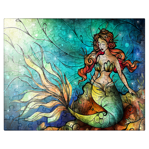 puzzleplate The Serene Siren Stained Glass - Mandie Manzano 100 Jigsaw Puzzle