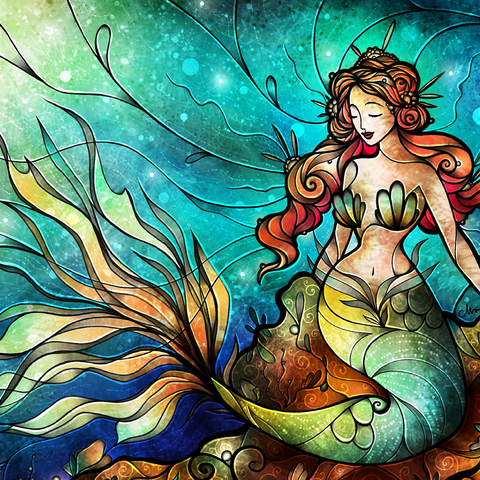 The Serene Siren Stained Glass 500 Jigsaw Puzzle 3D Modell