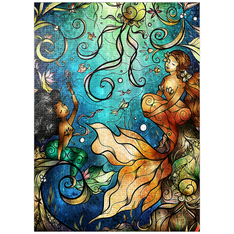 puzzleplate Friends Under the Sea Stained Glass 1000 Jigsaw Puzzle