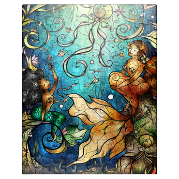puzzleplate Friends Under the Sea Stained Glass - Mandie Manzano 100 Jigsaw Puzzle
