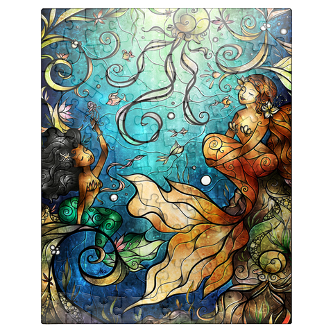 puzzleplate Friends Under the Sea Stained Glass - Mandie Manzano 100 Jigsaw Puzzle