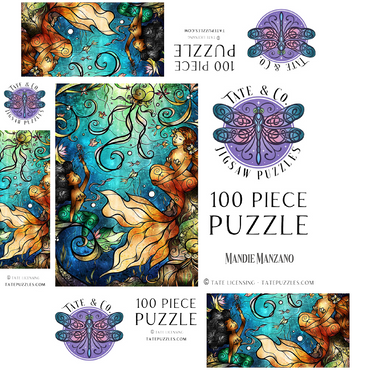 Friends Under the Sea Stained Glass - Mandie Manzano 100 Jigsaw Puzzle box 3D Modell