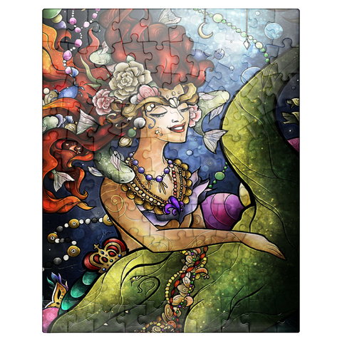 puzzleplate Croc A Doc Baby Stained Glass - Mandie Manzano 100 Jigsaw Puzzle