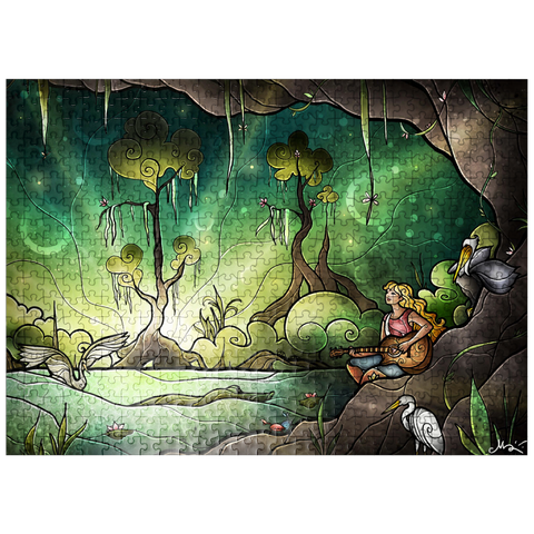 puzzleplate Bayou Enchantment Stained Glass 500 Jigsaw Puzzle