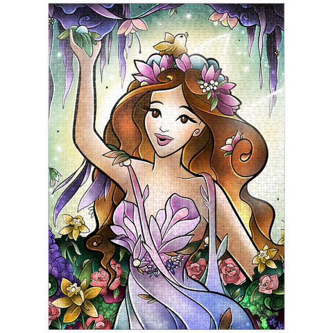 puzzleplate Flora the Fairy of Spring Stained Glass 1000 Jigsaw Puzzle