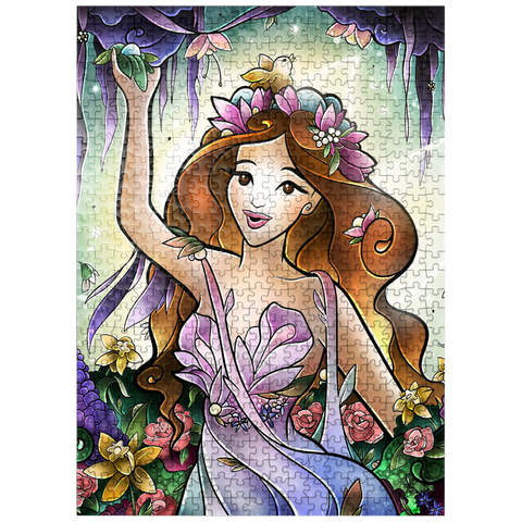 puzzleplate Flora the Fairy of Spring Stained Glass 500 Jigsaw Puzzle