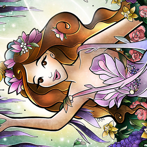 Flora the Fairy of Spring Stained Glass 500 Jigsaw Puzzle 3D Modell