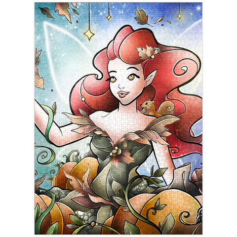 puzzleplate Hazel the Fairy of Autumn Stained Glass 1000 Jigsaw Puzzle